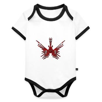 Gefährlich schöner Feuerfisch - Baby Bio-Kurzarm-Kontrastbody - Weiß/Schwarz  - Vorne