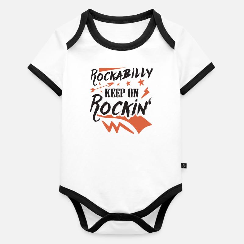 Rockabilly - Body Bébé bio contrasté manches courtes - blanc/noir 
