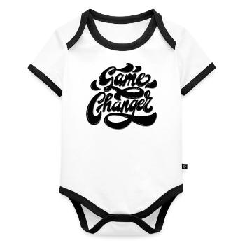 Game Changer - Baby Bio-Kurzarm-Kontrastbody - Weiß/Schwarz  - Vorne