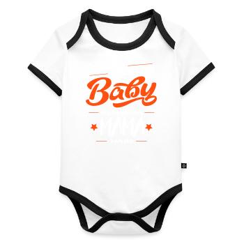 Glückliches Baby Beste Mama Best Mom Happy - Baby Bio-Kurzarm-Kontrastbody - Weiß/Schwarz  - Vorne