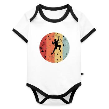 Bouldering Bouldern Artificial Climbing Sport Gift - Organic Baby Contrasting Bodysuit - white/black  - Front
