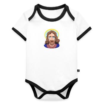 Clipart de Jésus qui pleure Clipart de Jésus - Body Bébé bio contrasté manches courtes - blanc/noir  - Devant