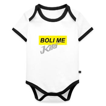 boli me kita2 - Body Bébé bio contrasté manches courtes - blanc/noir  - Devant