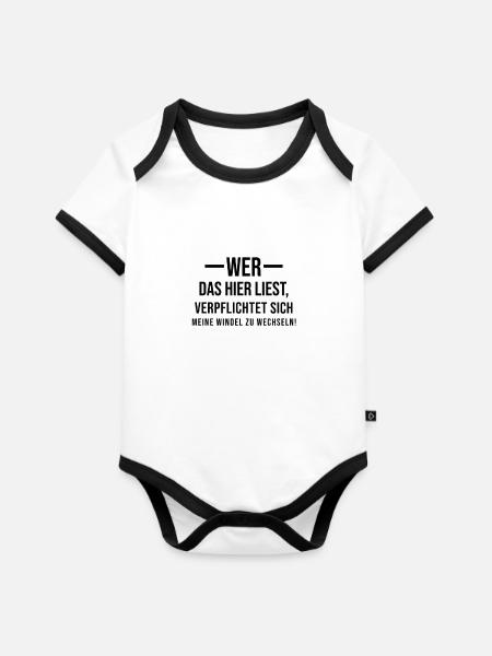 Change diaper - Organic Baby Contrasting Bodysuit - white/black 