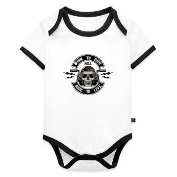 Born to ride ride to live - Organic Baby Contrasting Bodysuit - white/black  - Front