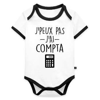 Comptable | Comptabilité | Compter | Chiffre - Body Bébé bio contrasté manches courtes - blanc/noir  - Devant