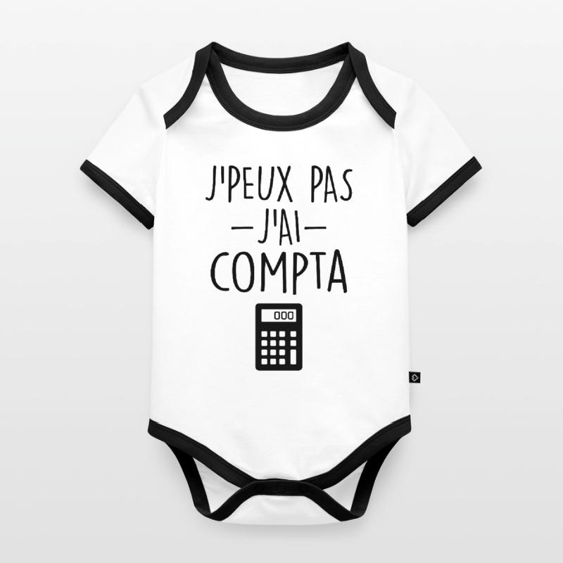 Comptable | Comptabilité | Compter | Chiffre Body Bébé bio contrasté manches courtes