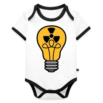atom energy sign symbol radioactive light bulb - Organic Baby Contrasting Bodysuit - white/black  - Front
