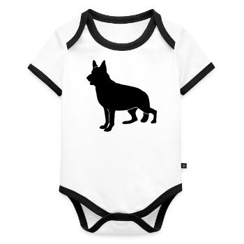 Silhouette allemande de Schaeferhund - Body Bébé bio contrasté manches courtes - blanc/noir  - Devant