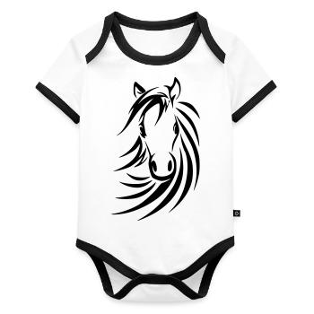 Sweat à capuche de cheval, nous avons beaucoup de motifs de chevaux - Body Bébé bio contrasté manches courtes - blanc/noir  - Devant
