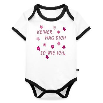 keiner mag dich so wie ich - Baby Bio-Kurzarm-Kontrastbody - Weiß/Schwarz  - Vorne