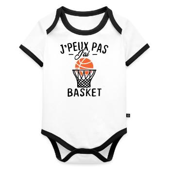 J'peux pas j'ai basket - Body Bébé bio contrasté manches courtes - blanc/noir  - Devant