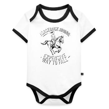 Façon coûteuse de tomber – Riding & Horse Love - Body Bébé bio contrasté manches courtes - blanc/noir  - Devant