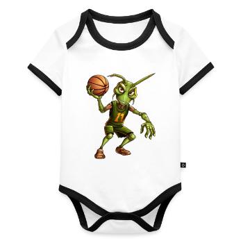 Sauterelle de basket-ball - Body Bébé bio contrasté manches courtes - blanc/noir  - Devant