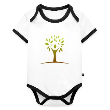 Arbre - Body Bébé bio contrasté manches courtes - blanc/noir  - Devant