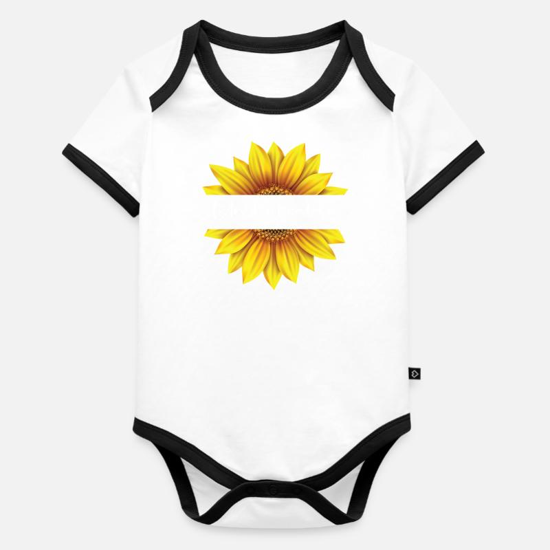 Conception chrétienne de tournesol Je suis inébranlable Psaume - Body Bébé bio contrasté manches courtes - blanc/noir 