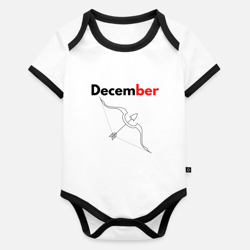Mois avec son signe Astro Sagittaire/Décembre - Body Bébé bio contrasté manches courtes - blanc/noir 