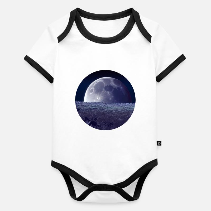 Lune - Body Bébé bio contrasté manches courtes - blanc/noir 
