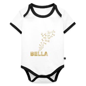 Bella en bateau - Body Bébé bio contrasté manches courtes - blanc/noir  - Devant