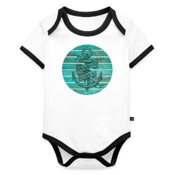 Im Norden Geboren - Baby Bio-Kurzarm-Kontrastbody - Weiß/Schwarz  - Vorne