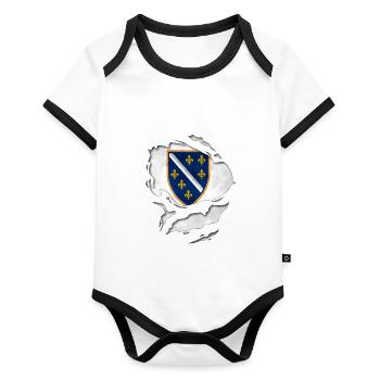 Bosna i Hercegovina Coat of Arms - Organic Baby Contrasting Bodysuit - white/black  - Front