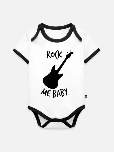 ROCK ME BABY - Body Bébé bio contrasté manches courtes - blanc/noir