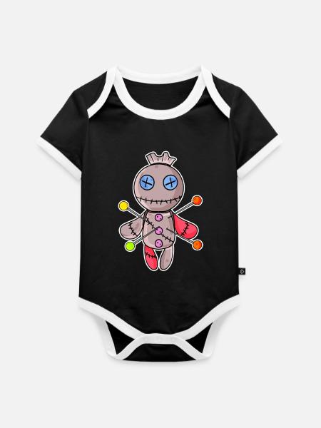 Voodoo doll - Baby Bio-Kurzarm-Kontrastbody - Schwarz/Weiß