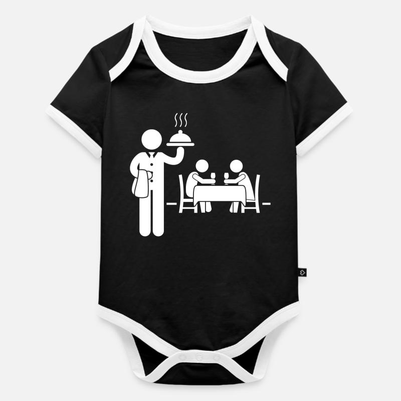 Kellnerin Kellner - Baby Bio-Kurzarm-Kontrastbody - Schwarz/Weiß