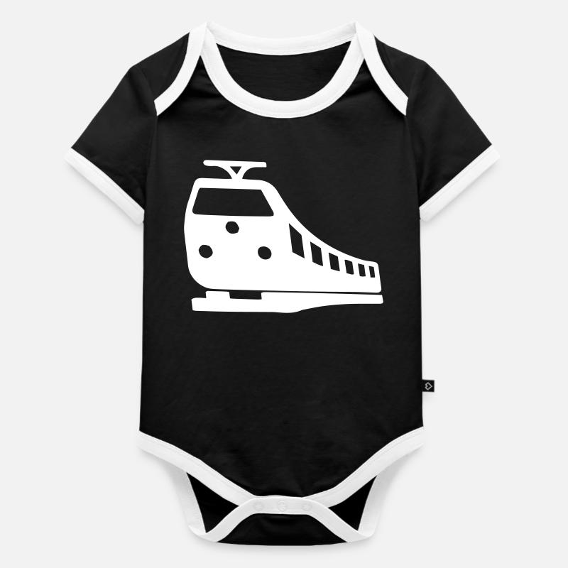 Symbole du conducteur de train | Couleur réglable - Body Bébé bio contrasté manches courtes - noir/blanc 