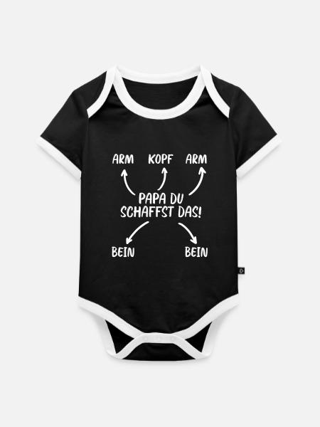 Papa, du schaffst das! - Baby Bio-Kurzarm-Kontrastbody - Schwarz/Weiß