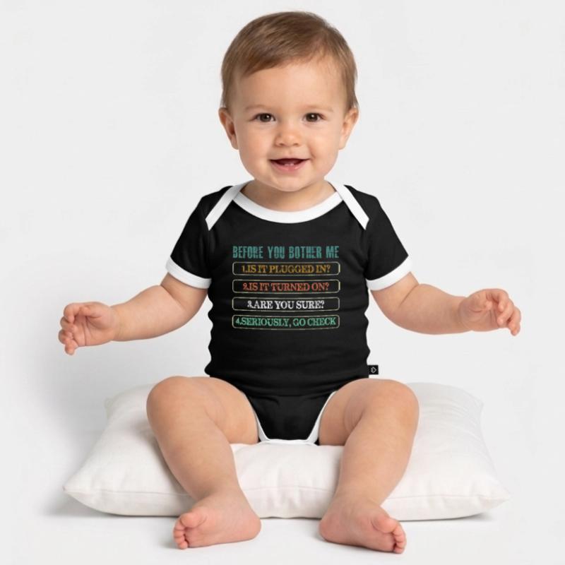 Information Technology Tech Technical Support Organic Baby Contrasting Bodysuit