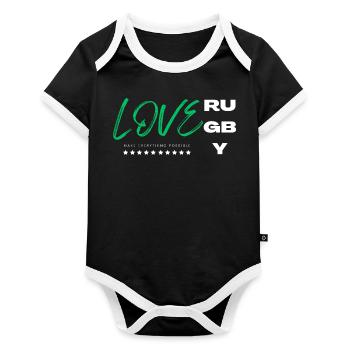 Love rugby green - Organic Baby Contrasting Bodysuit - black/white  - Front