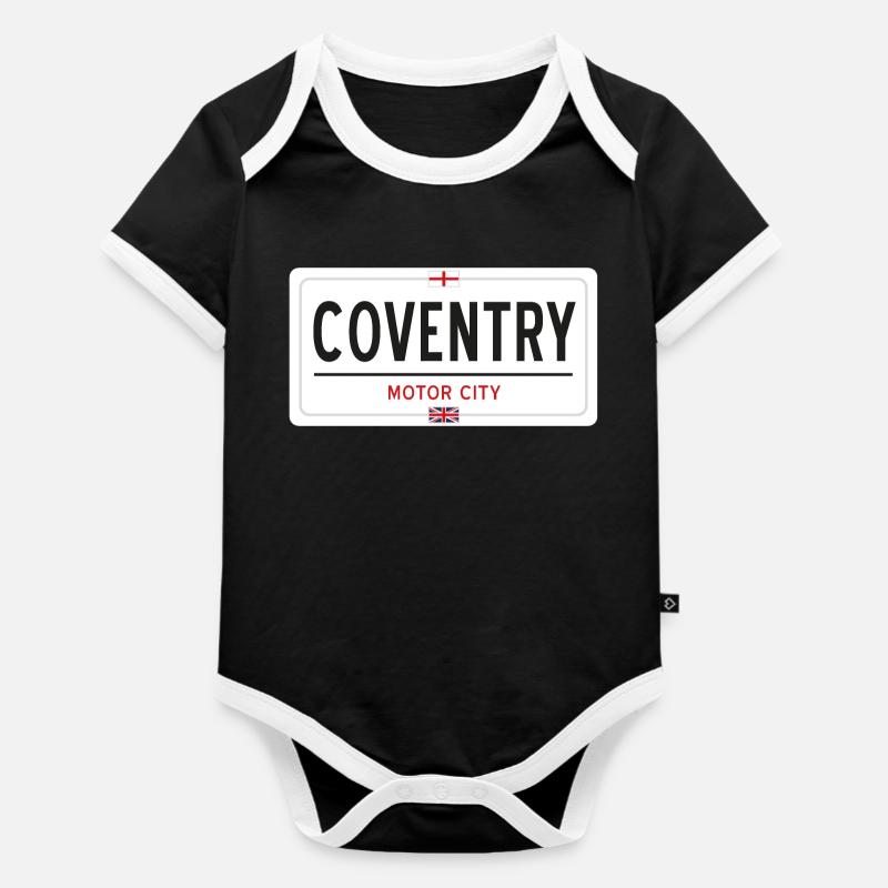 Panneau de place de Coventry - Body Bébé bio contrasté manches courtes - noir/blanc