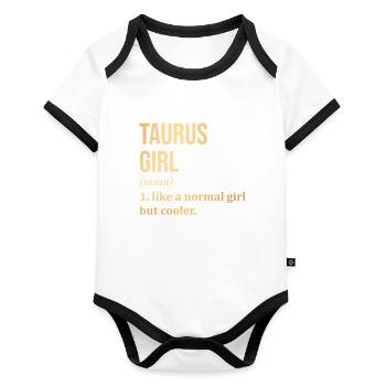 Taureau - Body Bébé bio contrasté manches courtes - blanc/noir  - Devant