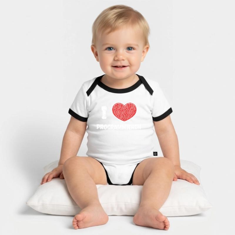 Developer Herz Programmierer Statement Informatik Baby Bio-Kurzarm-Kontrastbody
