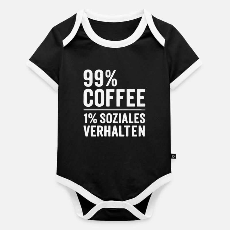 99 % Kaffee - Baby Bio-Kurzarm-Kontrastbody - Schwarz/Weiß 