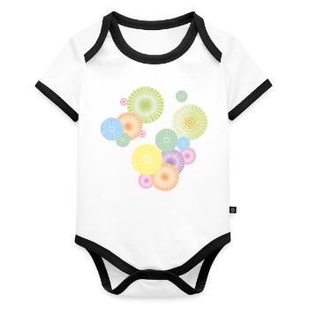 Pastel rosettes – decorative fan structure - Organic Baby Contrasting Bodysuit - white/black  - Front