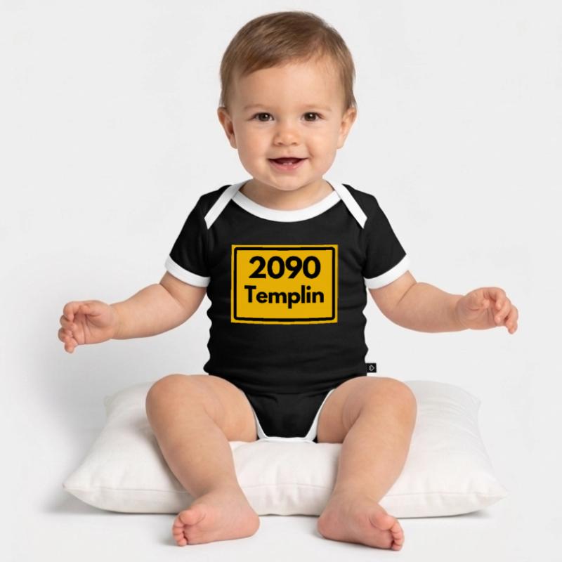 OLD POSTCODE POSTCODE RETRO 2090 TEMPLIN HEIMAT Organic Baby Contrasting Bodysuit