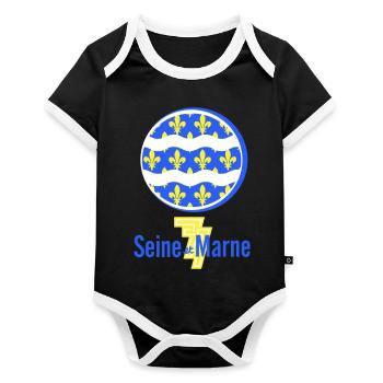Logo Seine et Marne 77 - Organic Baby Contrasting Bodysuit - black/white  - Front