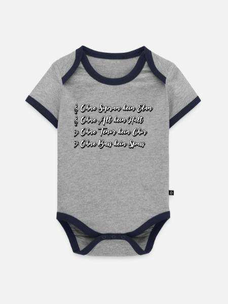 SATB Chor Spruch - Baby Bio-Kurzarm-Kontrastbody - Grau/Navy 