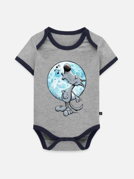 Musikalischer Wolf - Baby Bio-Kurzarm-Kontrastbody - Grau/Navy