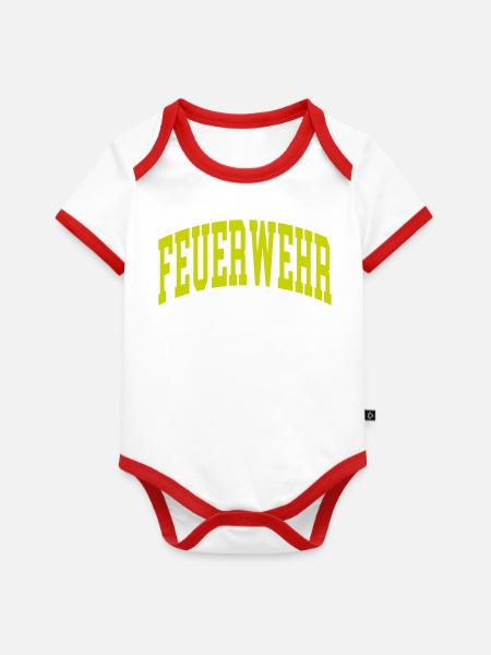 Feuerwehr - Baby Bio-Kurzarm-Kontrastbody - Weiß/Rot 
