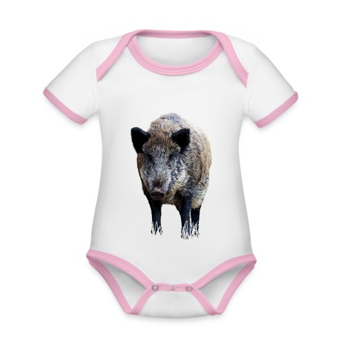 Wildschwein - Baby Bio-Kurzarm-Kontrastbody
