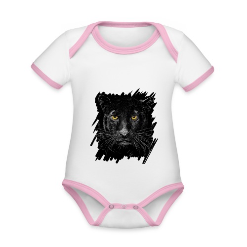 Schwarzer Panther - Baby Bio-Kurzarm-Kontrastbody