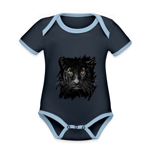Schwarzer Panther - Baby Bio-Kurzarm-Kontrastbody