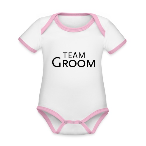 Team Groom - schwarze Schrift - Baby Bio-Kurzarm-Kontrastbody