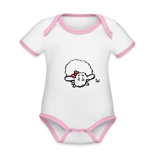 Bébé agneau (rose) - Body Bébé bio contrasté manches courtes
