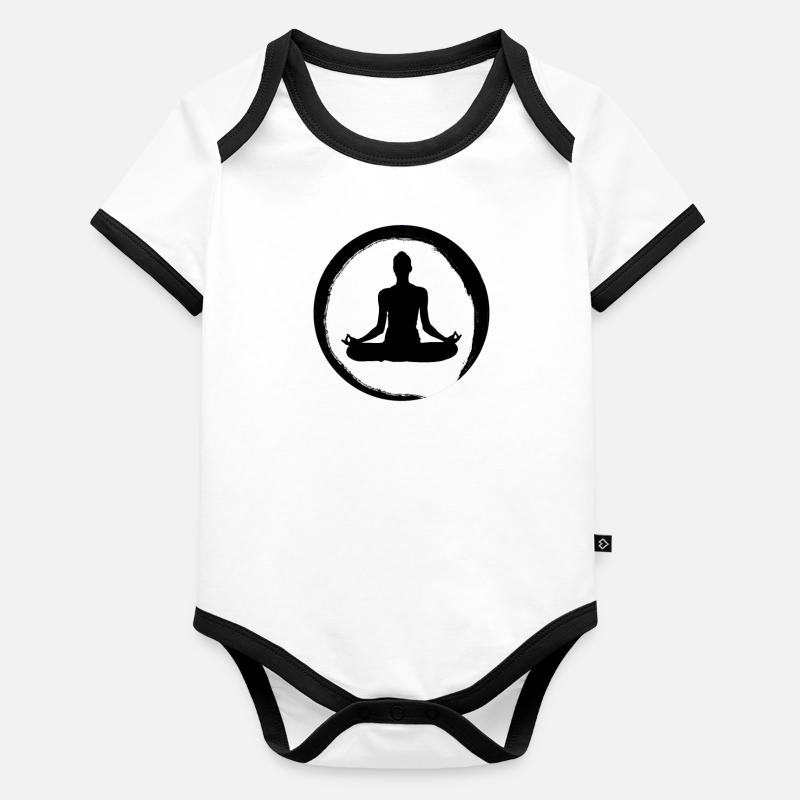 Bouddhisme Zen Circle Body Bébé bio contrasté manches courtes