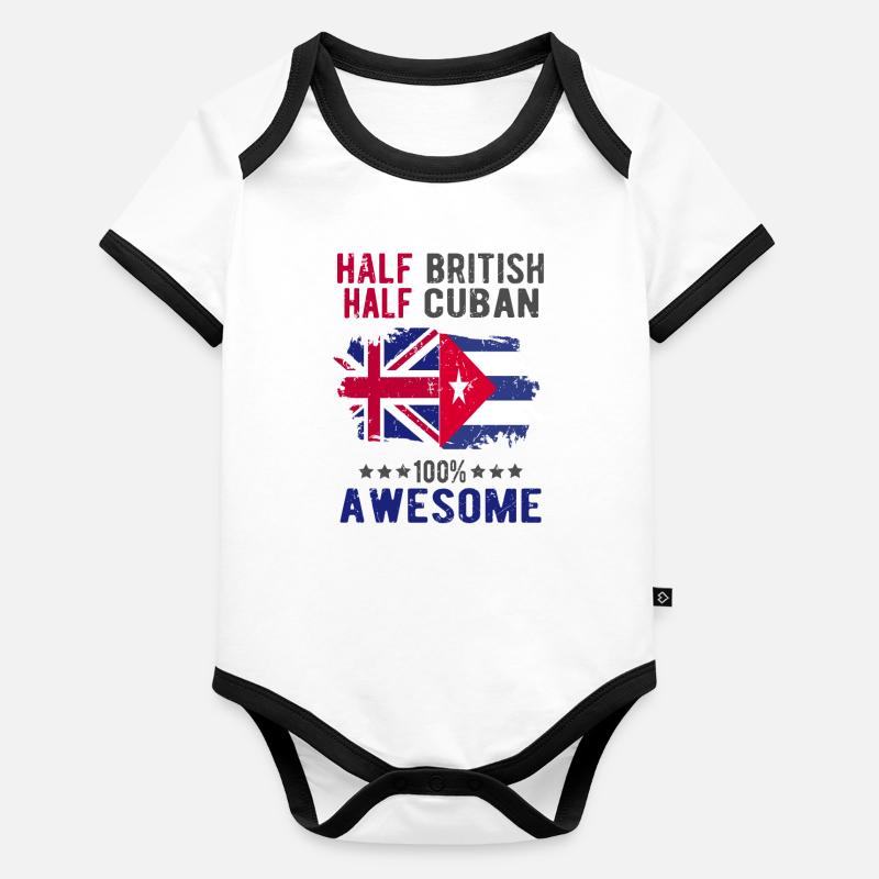 Halb Brite Halb Kubaner Baby Bio-Kurzarm-Kontrastbody
