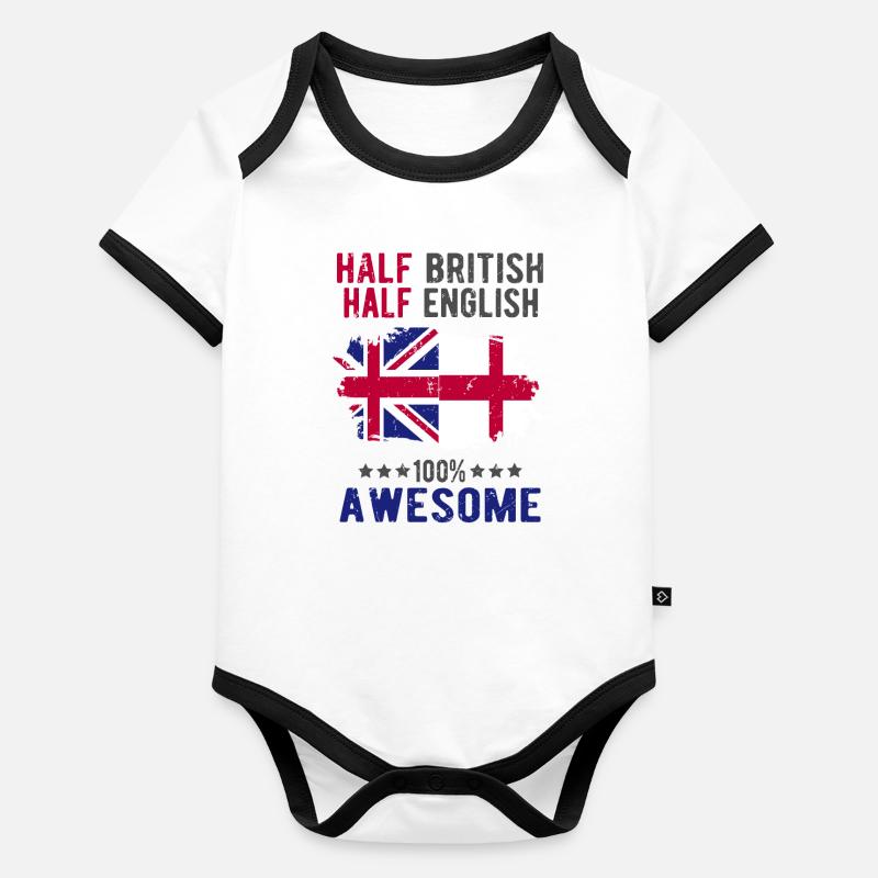 Moitié britannique moitié anglais Body Bébé bio contrasté manches courtes